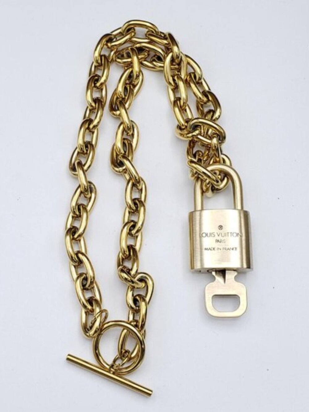 18K Gold-Plated Necklace with Authentic Louis Vuitton Padlock - Picture 9 of 12